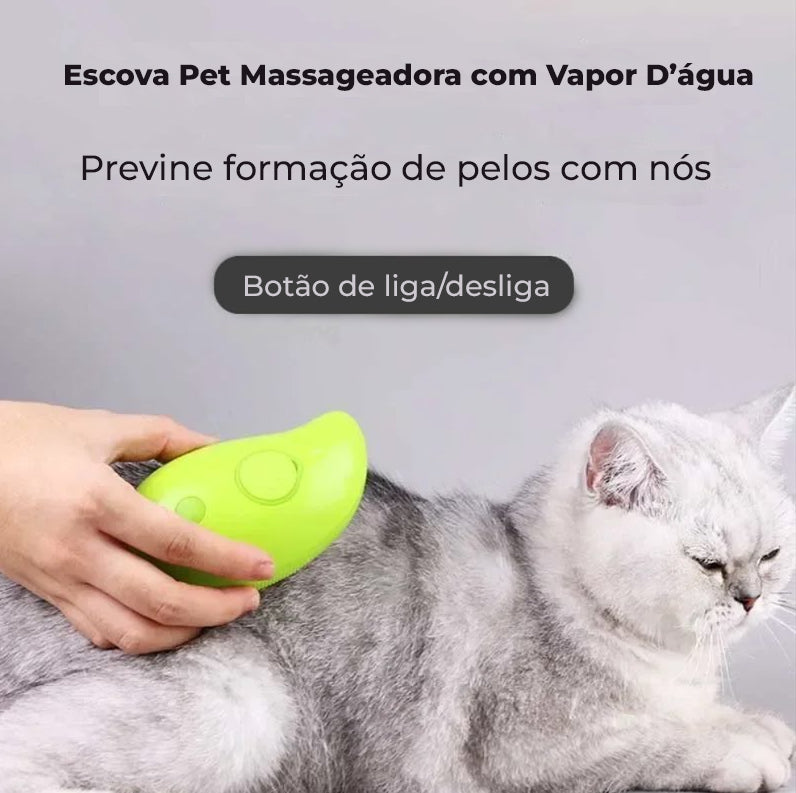 Escova a Vapor Recarregável para Gatos e Cães